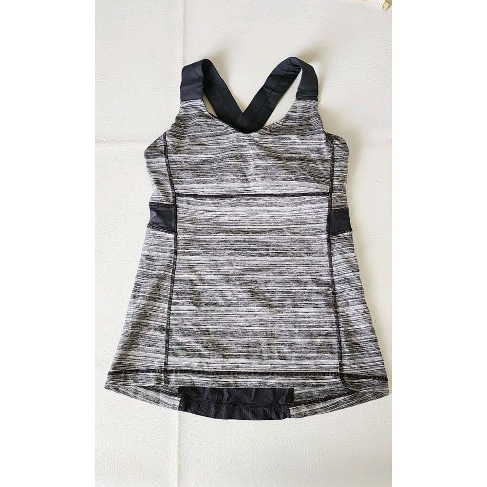 lululemon athletica Gray/Black Striped Tank Top